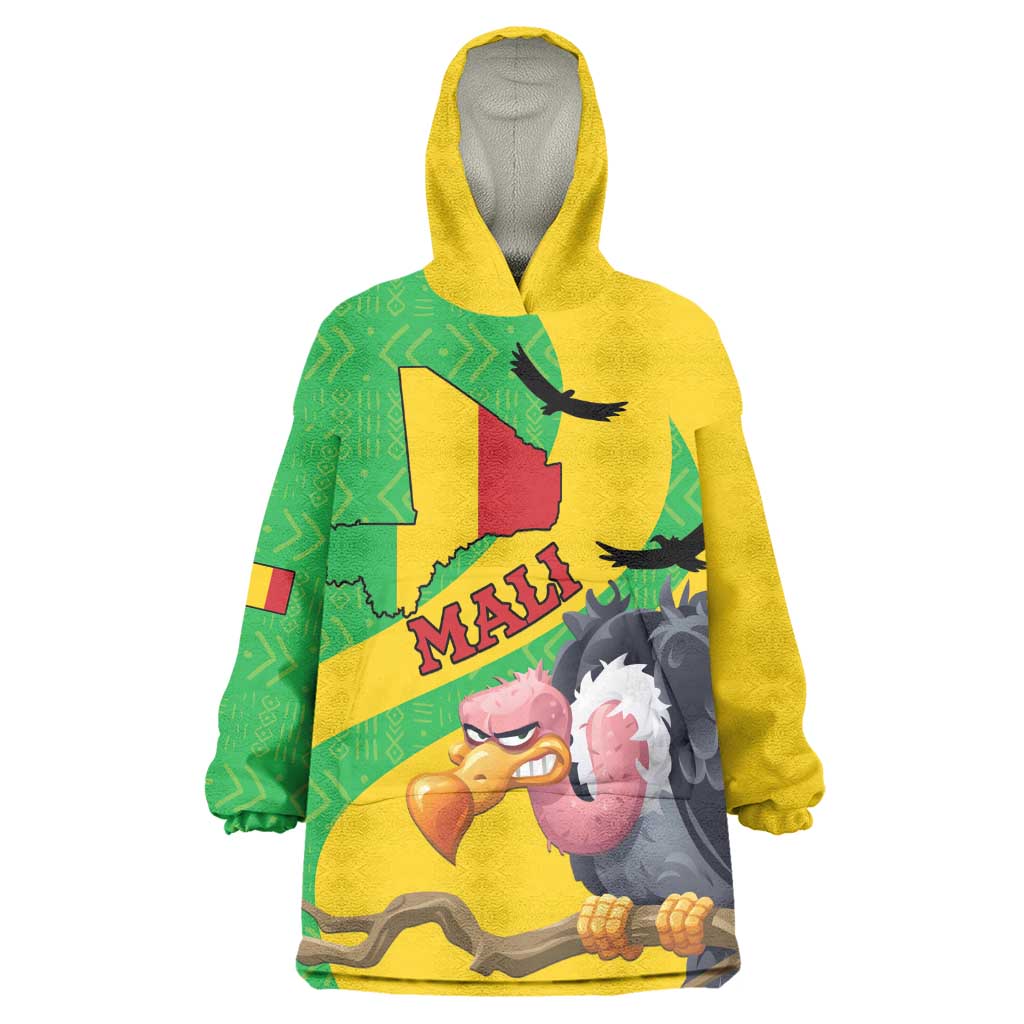 Personalized Afro Mali Vulture Wearable Blanket Hoodie Flag Map - Bogolan Pattern LT15
