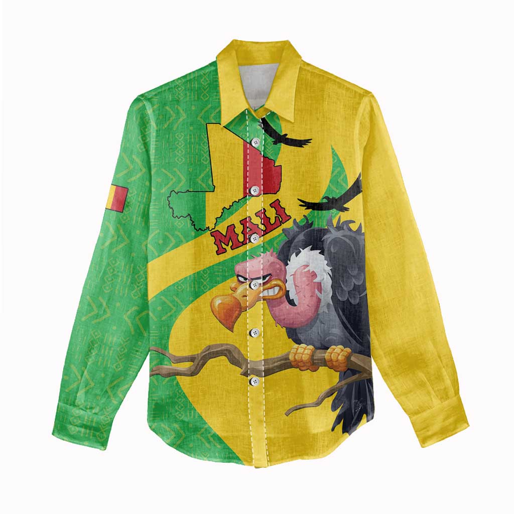 Personalized Afro Mali Vulture Women Casual Shirt Flag Map - Bogolan Pattern LT15