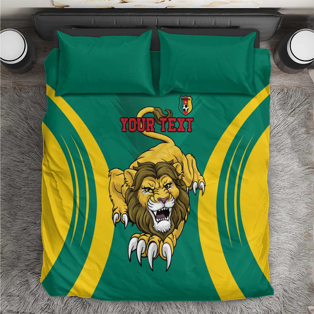 Custom Afro Cameroun Football Bedding Set Go Les Lions Indomptables LT15