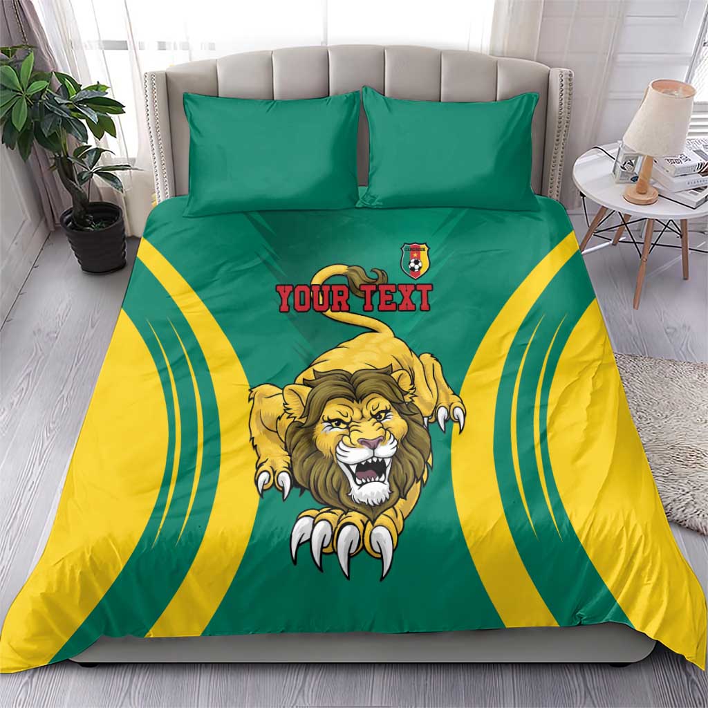 Custom Afro Cameroun Football Bedding Set Go Les Lions Indomptables LT15