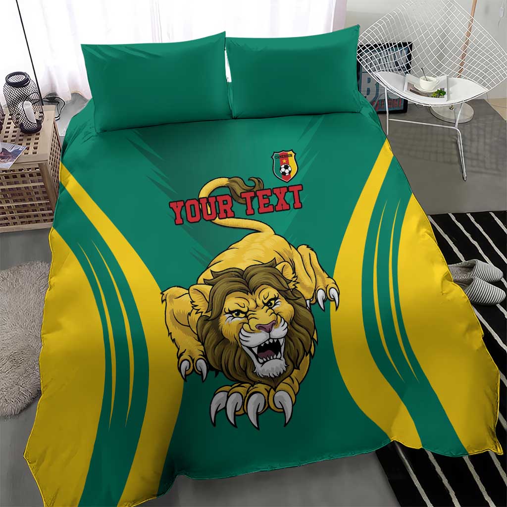 Custom Afro Cameroun Football Bedding Set Go Les Lions Indomptables LT15