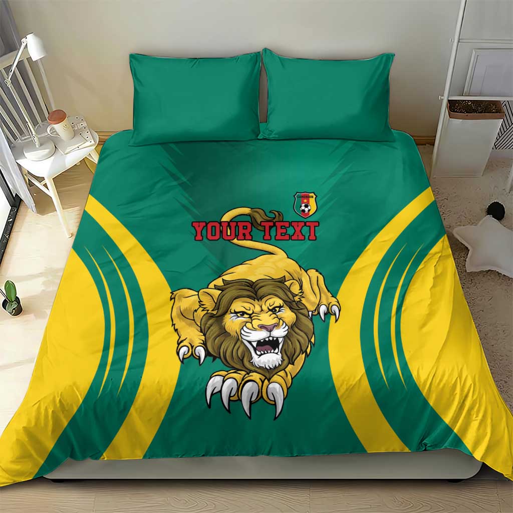Custom Afro Cameroun Football Bedding Set Go Les Lions Indomptables LT15