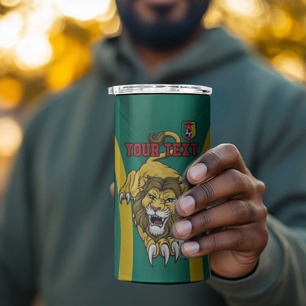 Custom Afro Cameroun Football 4 in 1 Can Cooler Tumbler Go Les Lions Indomptables LT15