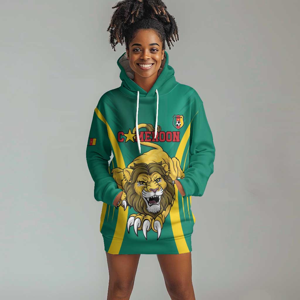 Custom Afro Cameroun Football Hoodie Dress Go Les Lions Indomptables LT15
