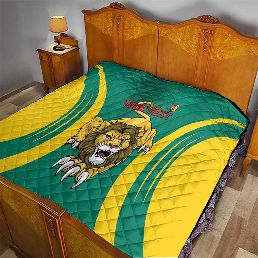 Custom Afro Cameroun Football Quilt Go Les Lions Indomptables LT15