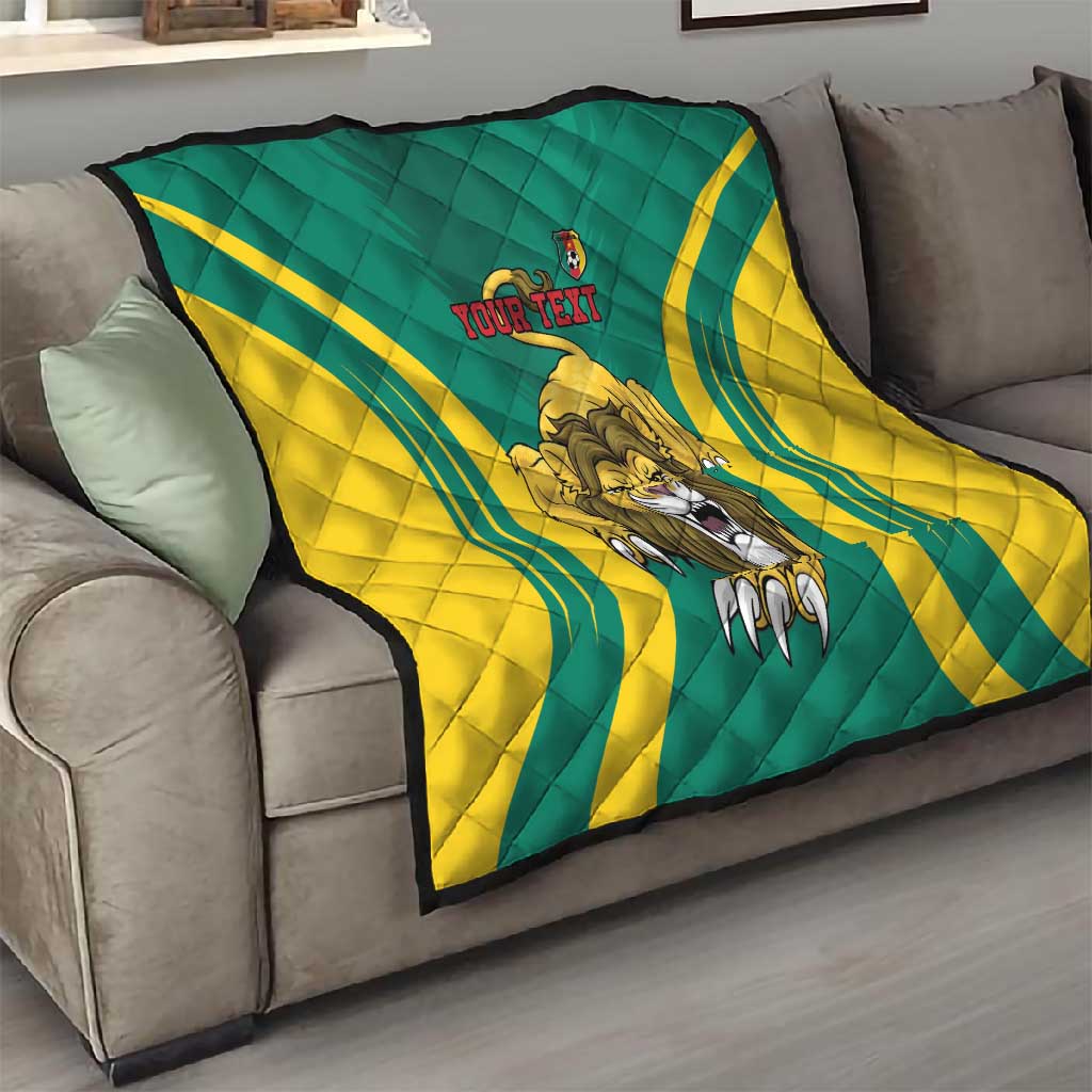 Custom Afro Cameroun Football Quilt Go Les Lions Indomptables LT15