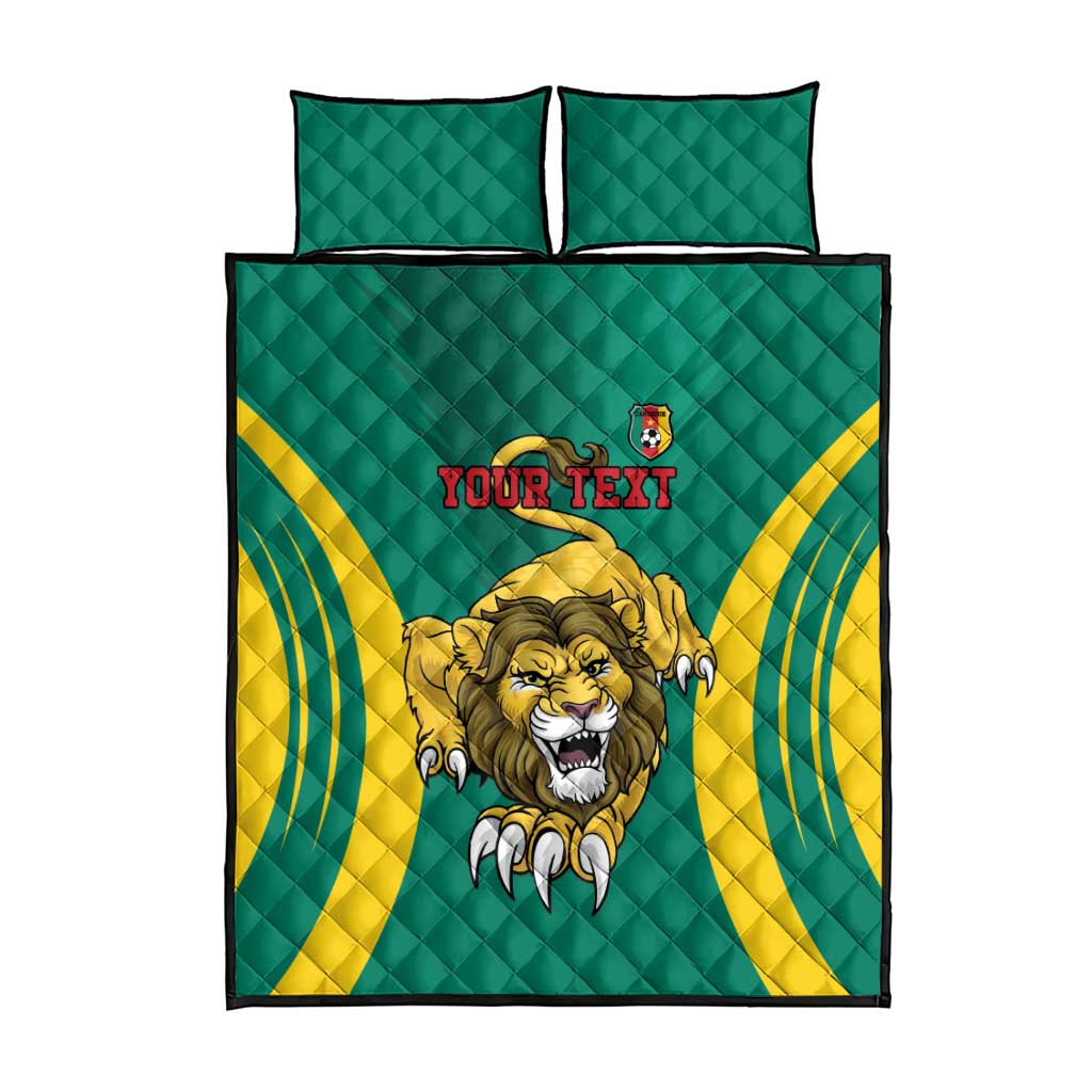 Custom Afro Cameroun Football Quilt Bed Set Go Les Lions Indomptables LT15
