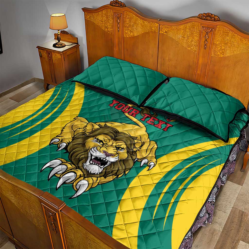 Custom Afro Cameroun Football Quilt Bed Set Go Les Lions Indomptables LT15