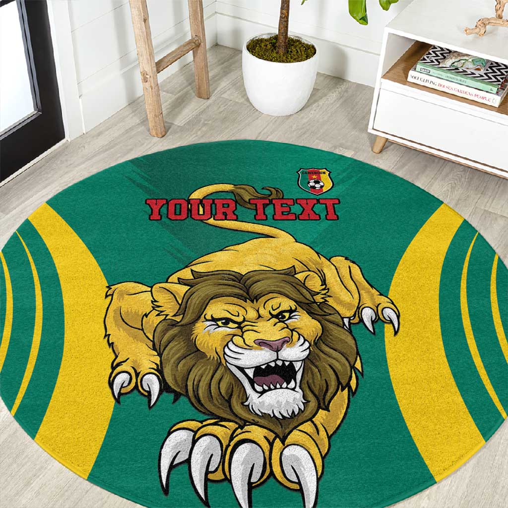 Custom Afro Cameroun Football Round Carpet Go Les Lions Indomptables LT15