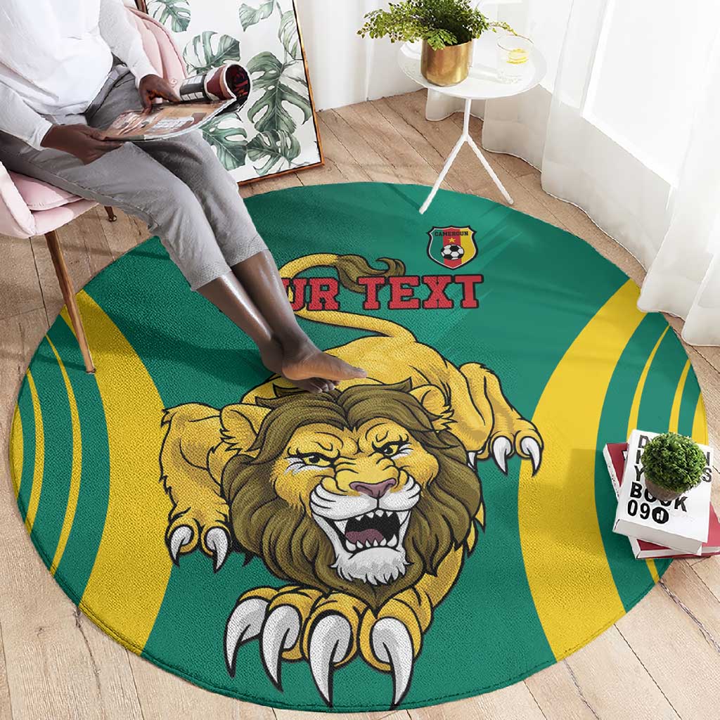 Custom Afro Cameroun Football Round Carpet Go Les Lions Indomptables LT15