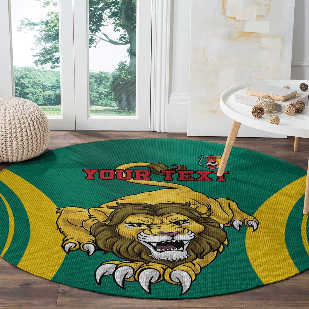 Custom Afro Cameroun Football Round Carpet Go Les Lions Indomptables LT15