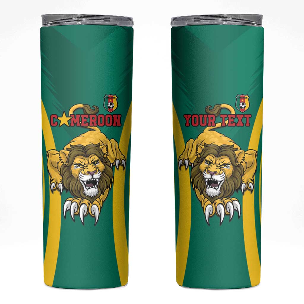 Custom Afro Cameroun Football Skinny Tumbler Go Les Lions Indomptables LT15