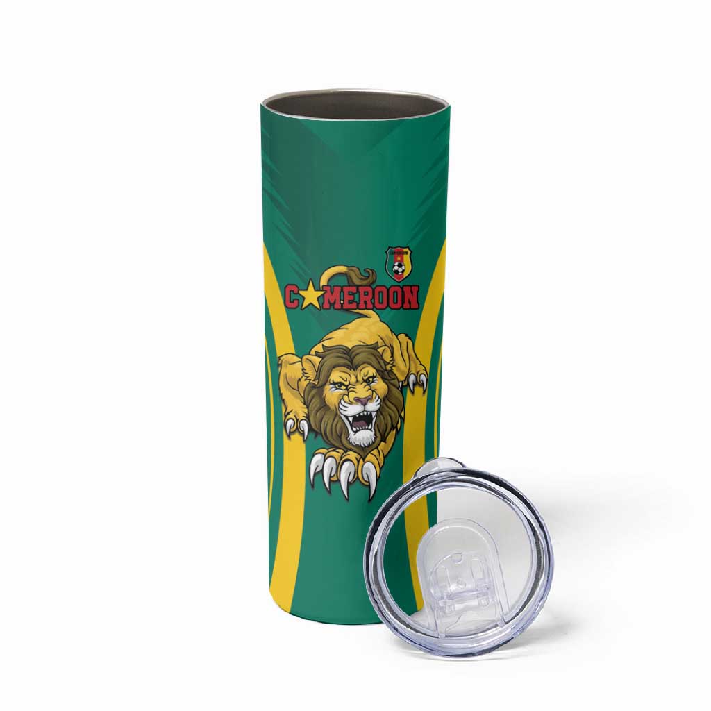 Custom Afro Cameroun Football Skinny Tumbler Go Les Lions Indomptables LT15