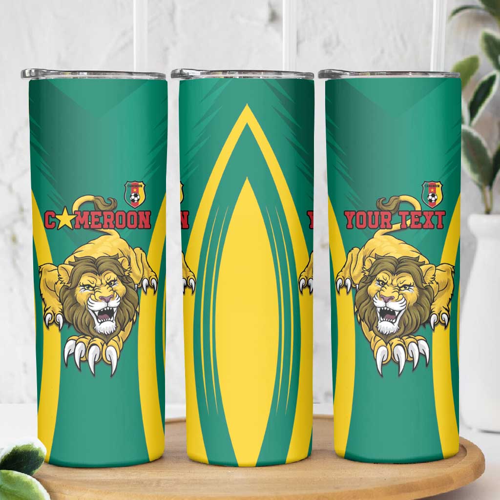 Custom Afro Cameroun Football Skinny Tumbler Go Les Lions Indomptables LT15