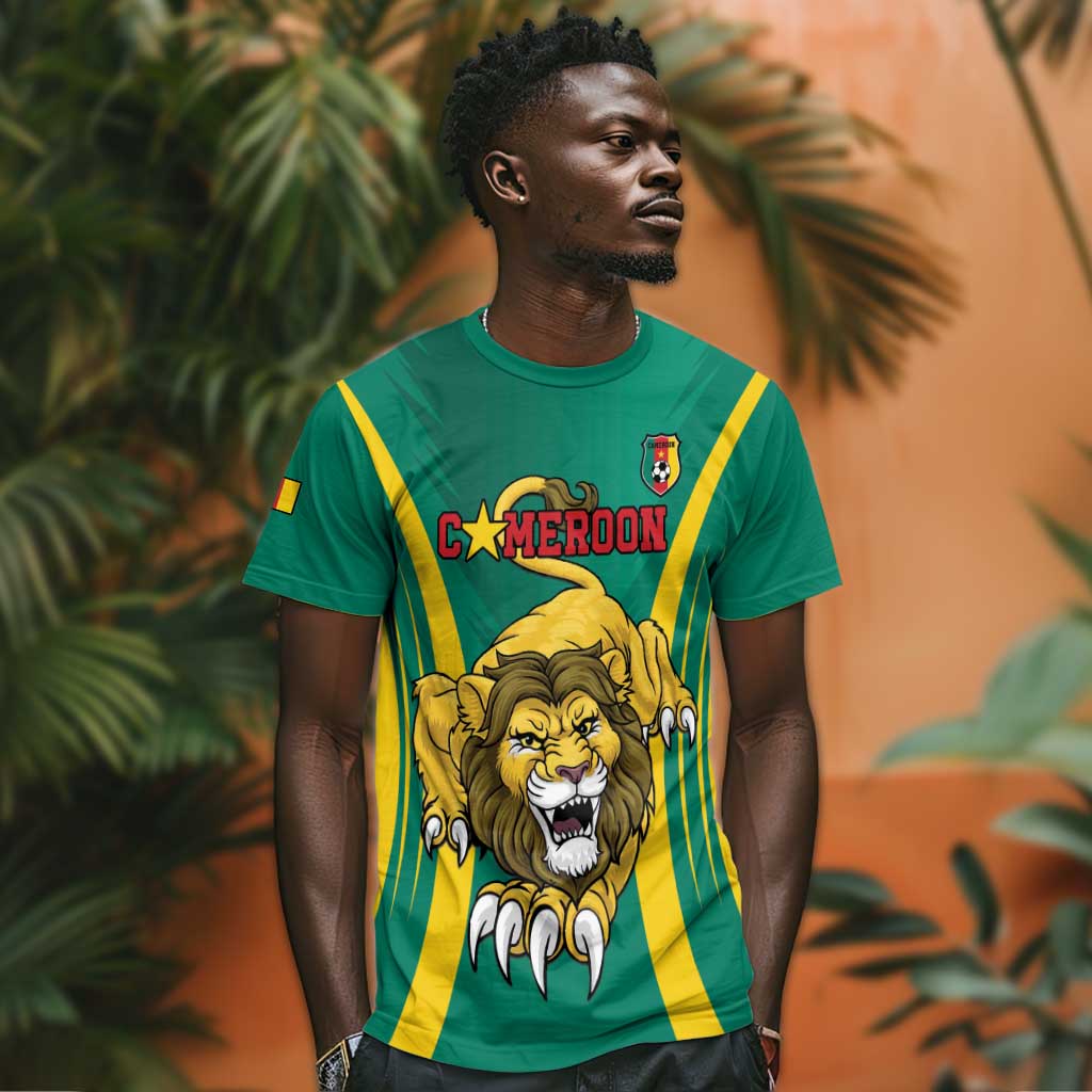 Custom Afro Cameroun Football T shirt Go Les Lions Indomptables LT15