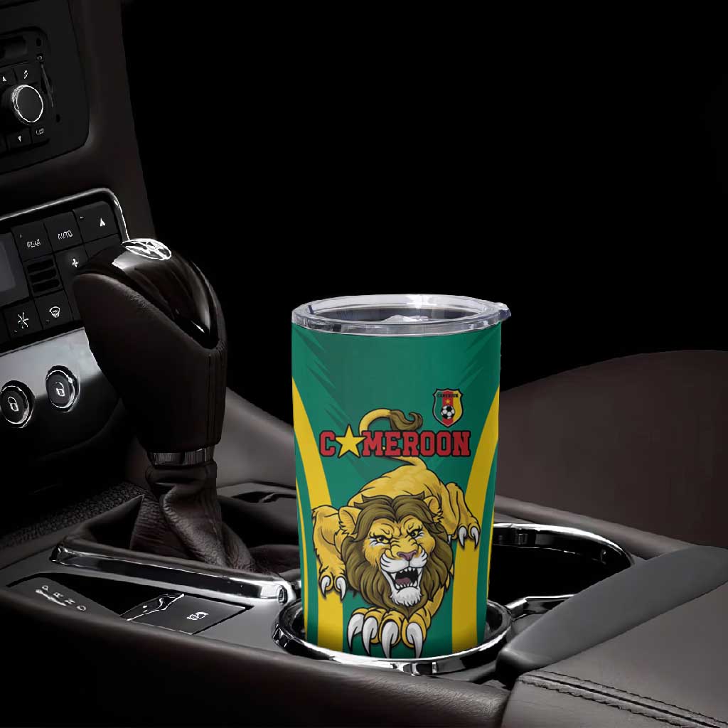 Custom Afro Cameroun Football Tumbler Cup Go Les Lions Indomptables LT15