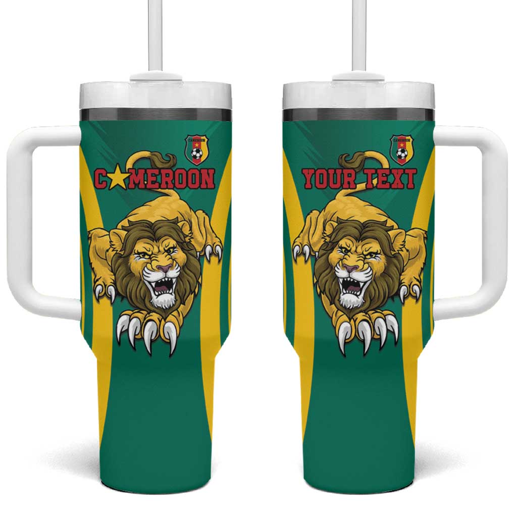 Custom Afro Cameroun Football Tumbler With Handle Go Les Lions Indomptables LT15
