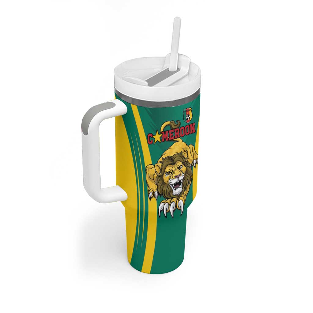 Custom Afro Cameroun Football Tumbler With Handle Go Les Lions Indomptables LT15