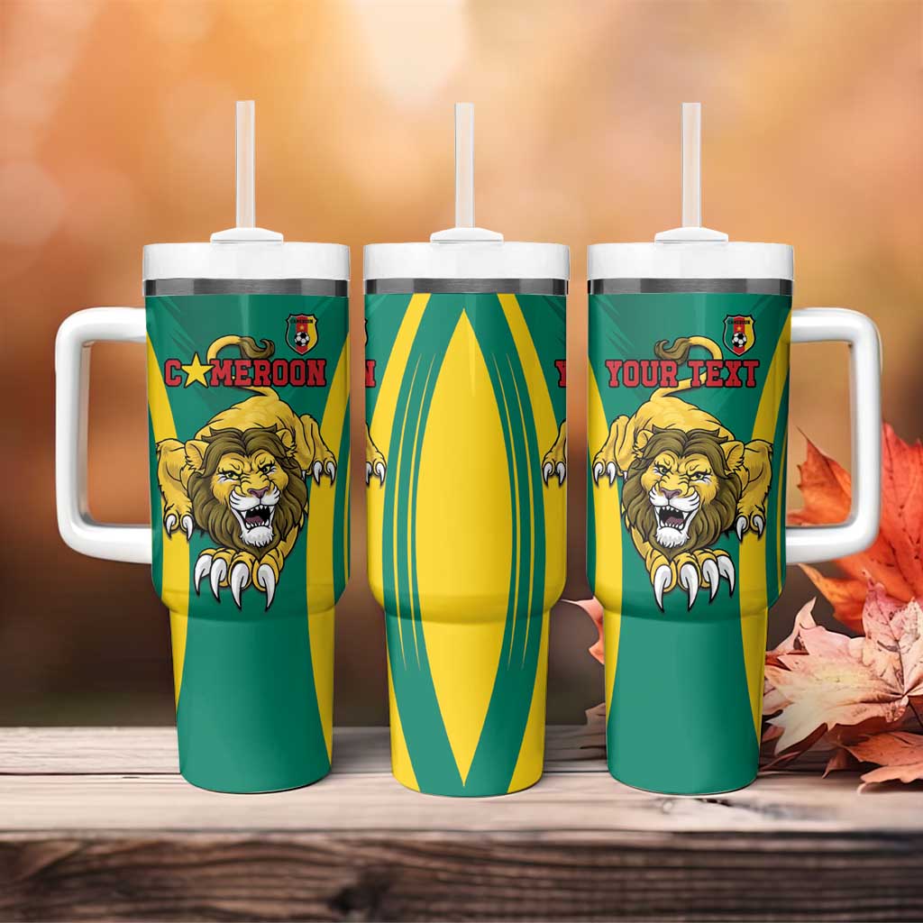 Custom Afro Cameroun Football Tumbler With Handle Go Les Lions Indomptables LT15