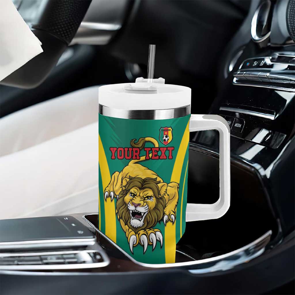 Custom Afro Cameroun Football Tumbler With Handle Go Les Lions Indomptables LT15