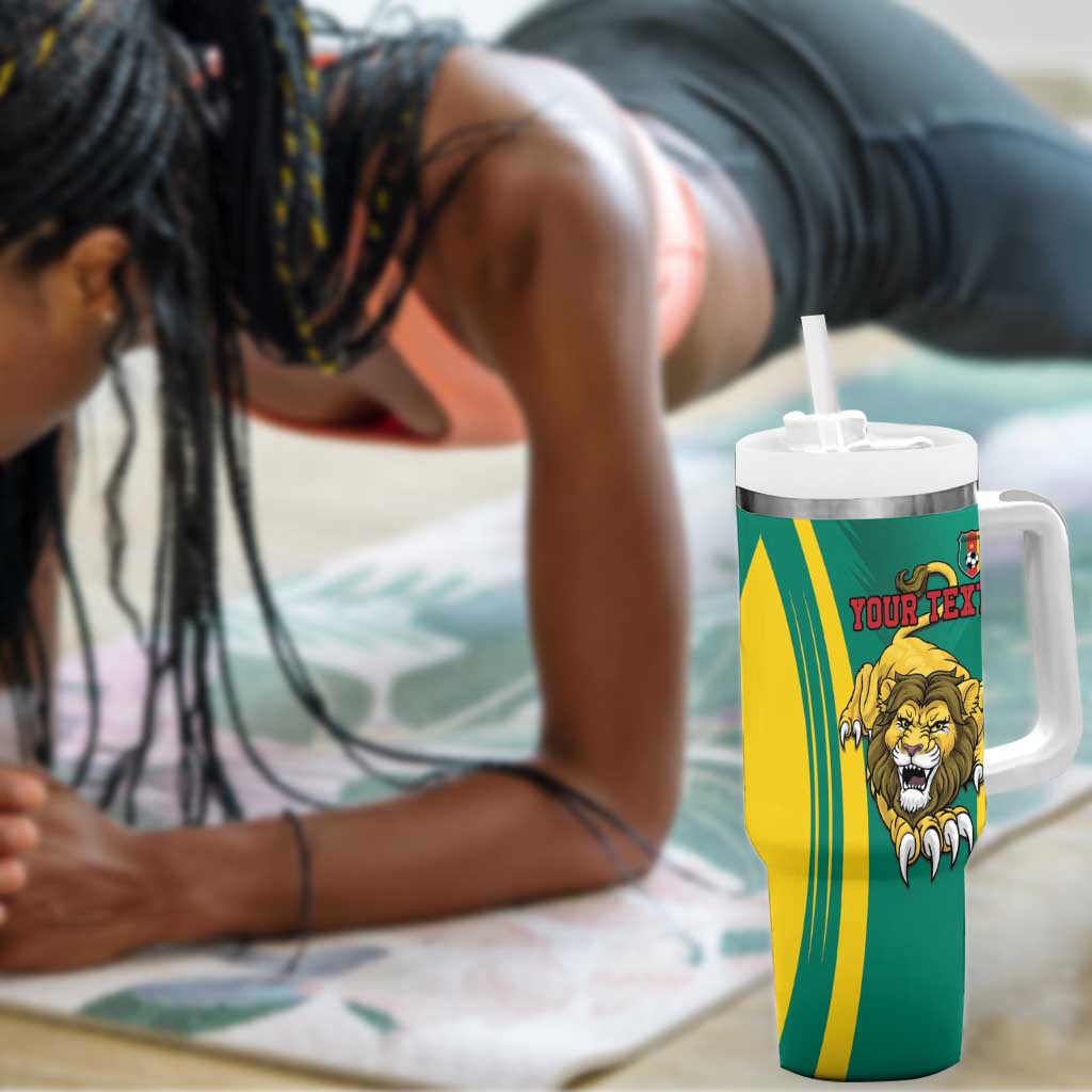 Custom Afro Cameroun Football Tumbler With Handle Go Les Lions Indomptables LT15