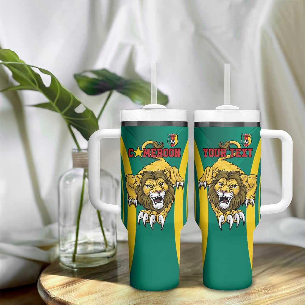 Custom Afro Cameroun Football Tumbler With Handle Go Les Lions Indomptables LT15