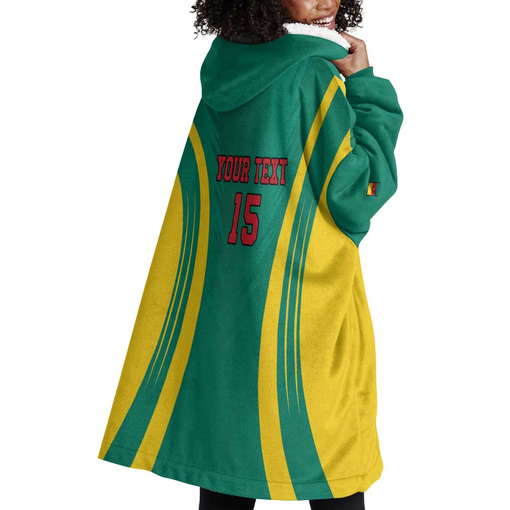 Custom Afro Cameroun Football Wearable Blanket Hoodie Go Les Lions Indomptables LT15