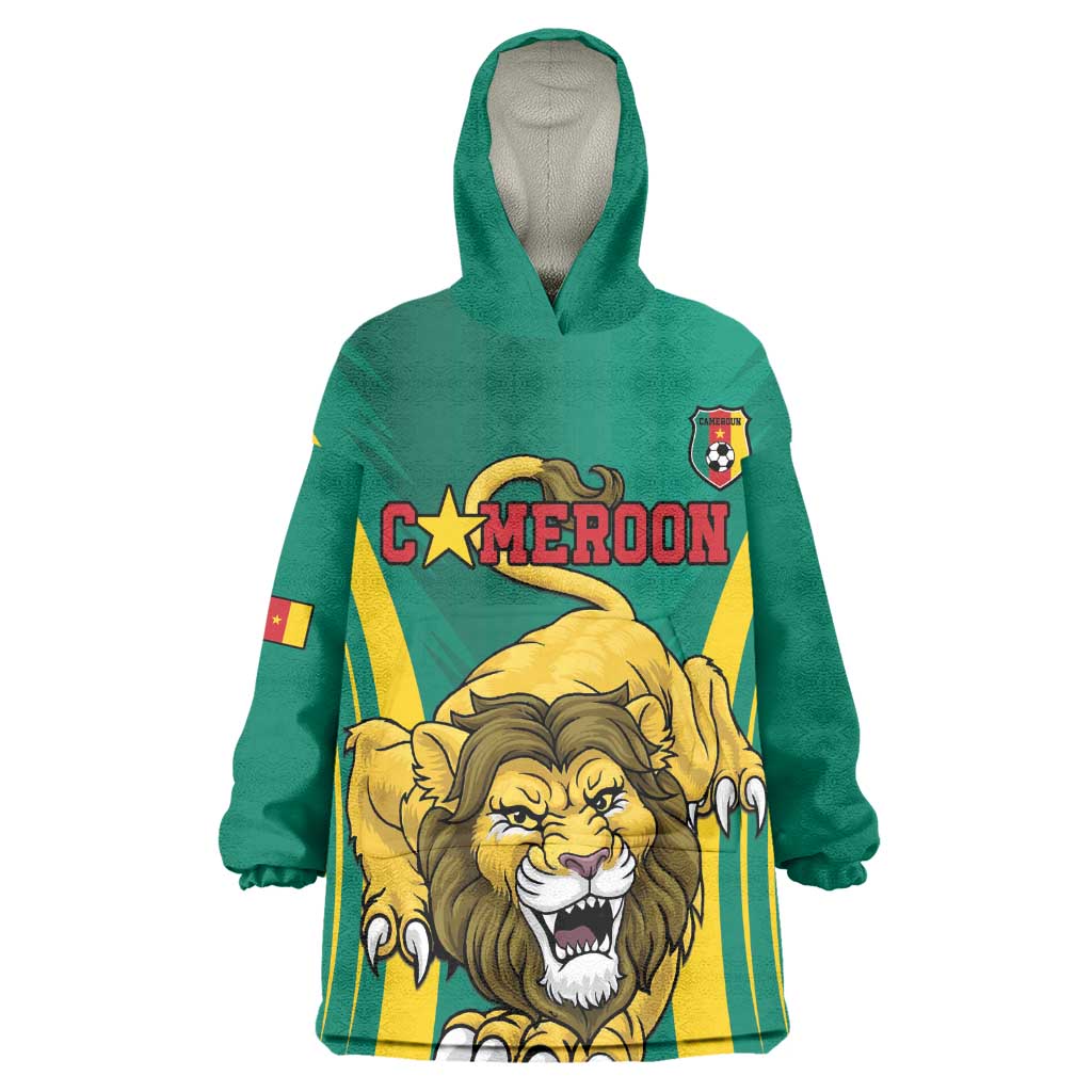 Custom Afro Cameroun Football Wearable Blanket Hoodie Go Les Lions Indomptables LT15