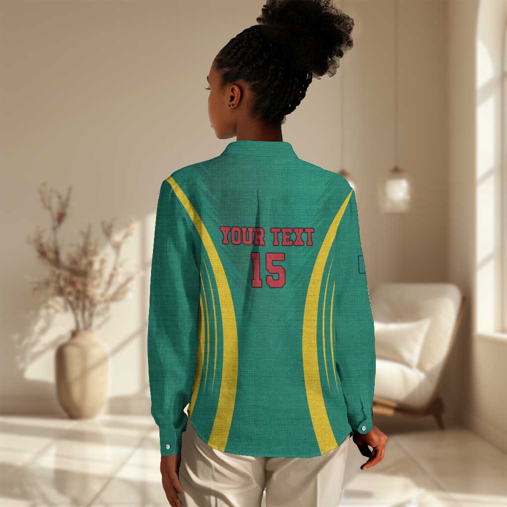 Custom Afro Cameroun Football Women Casual Shirt Go Les Lions Indomptables LT15