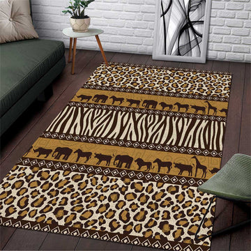 Leopards and Zebra Skins Area Rug Mix African Pattern LT15