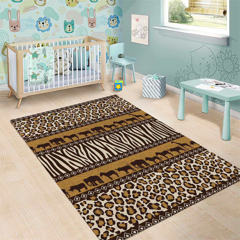 Leopards and Zebra Skins Area Rug Mix African Pattern LT15