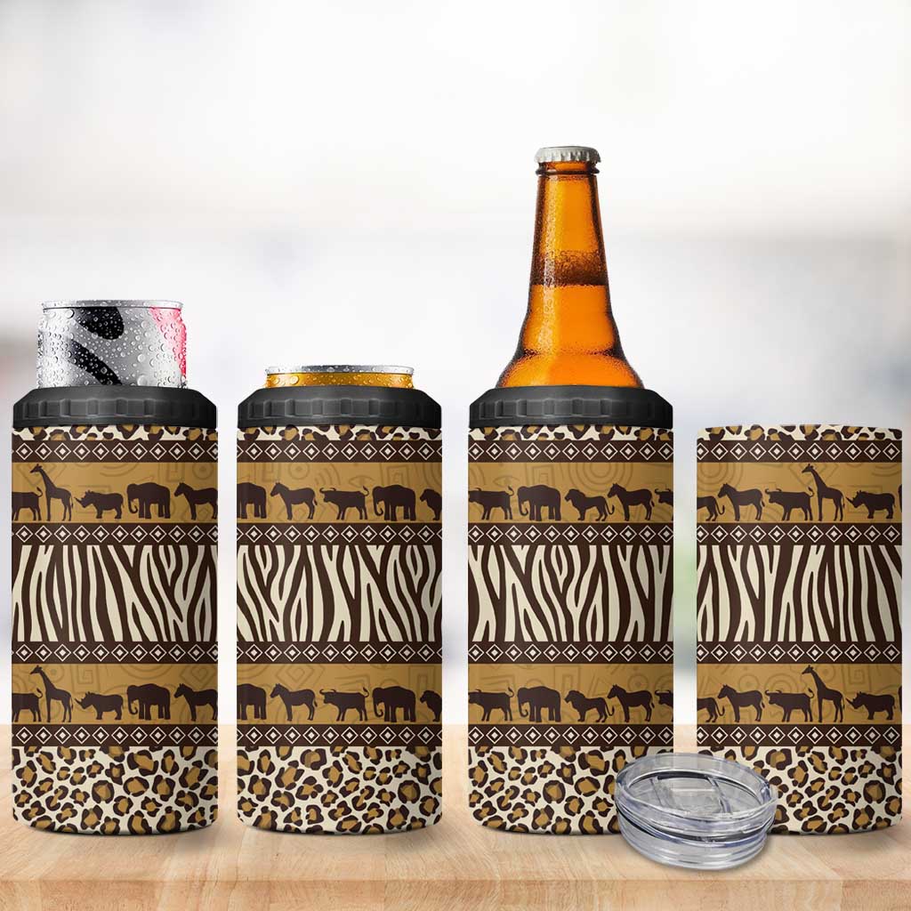 Leopards and Zebra Skins 4 in 1 Can Cooler Tumbler Mix African Pattern LT15