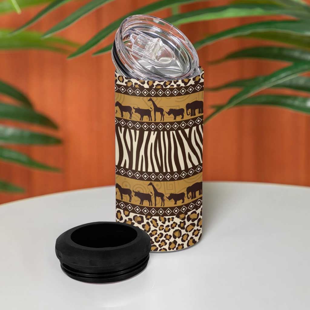 Leopards and Zebra Skins 4 in 1 Can Cooler Tumbler Mix African Pattern LT15