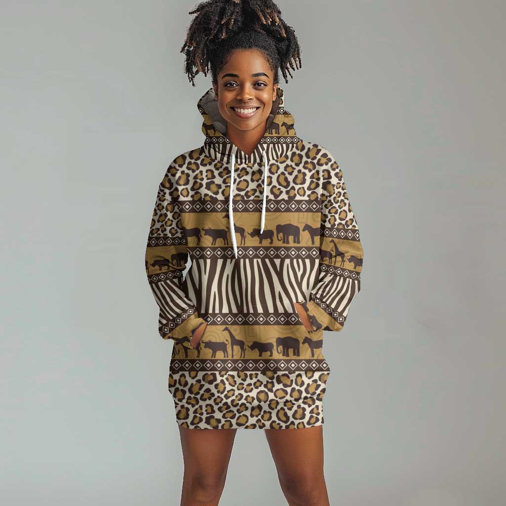 Leopards and Zebra Skins Hoodie Dress Mix African Pattern LT15
