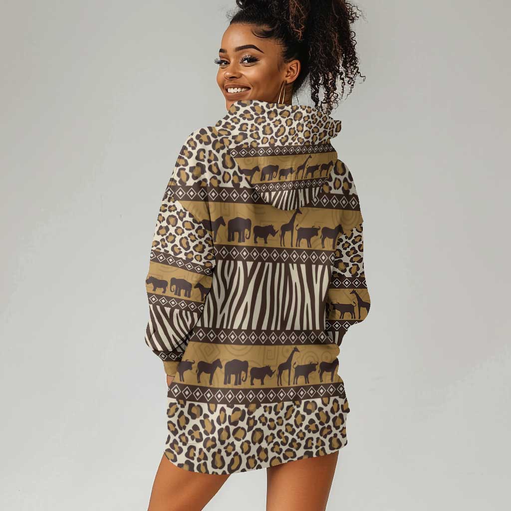 Leopards and Zebra Skins Hoodie Dress Mix African Pattern LT15