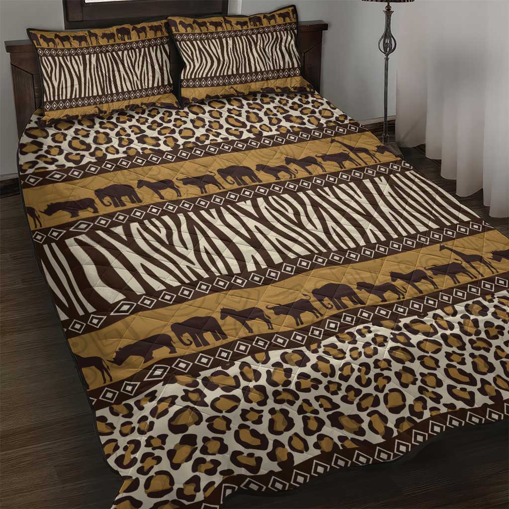 Leopards and Zebra Skins Quilt Bed Set Mix African Pattern LT15