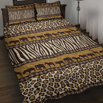 Leopards and Zebra Skins Quilt Bed Set Mix African Pattern LT15