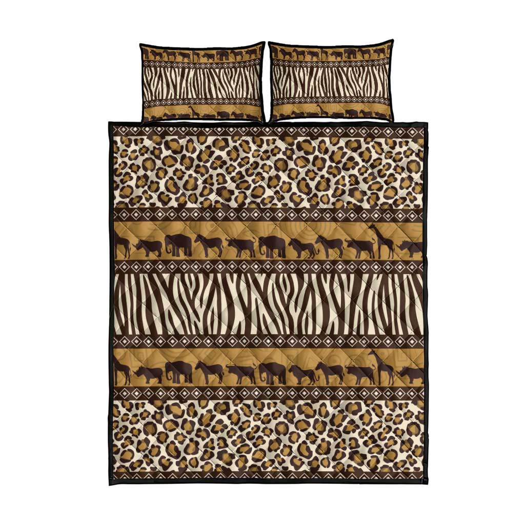 Leopards and Zebra Skins Quilt Bed Set Mix African Pattern LT15