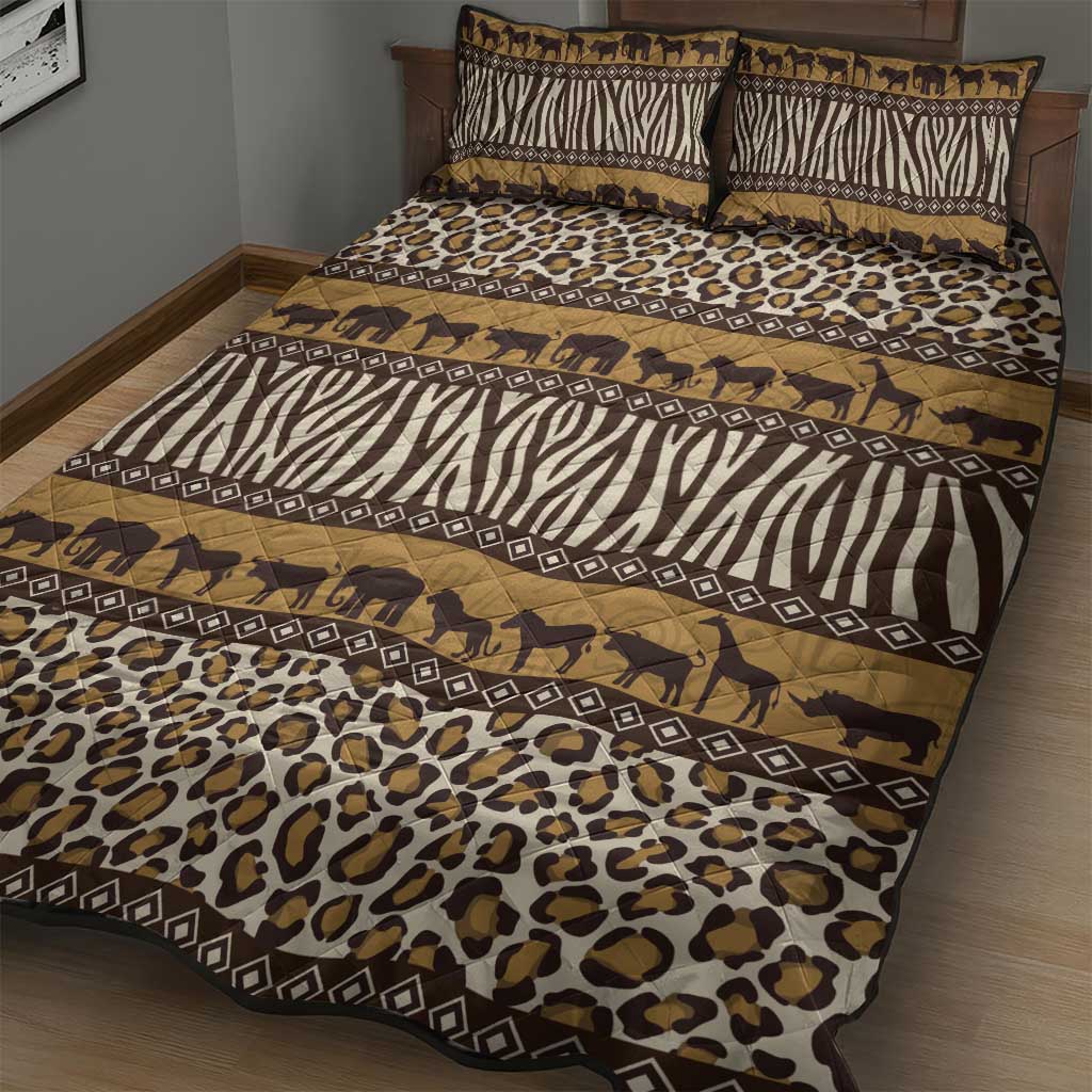 Leopards and Zebra Skins Quilt Bed Set Mix African Pattern LT15