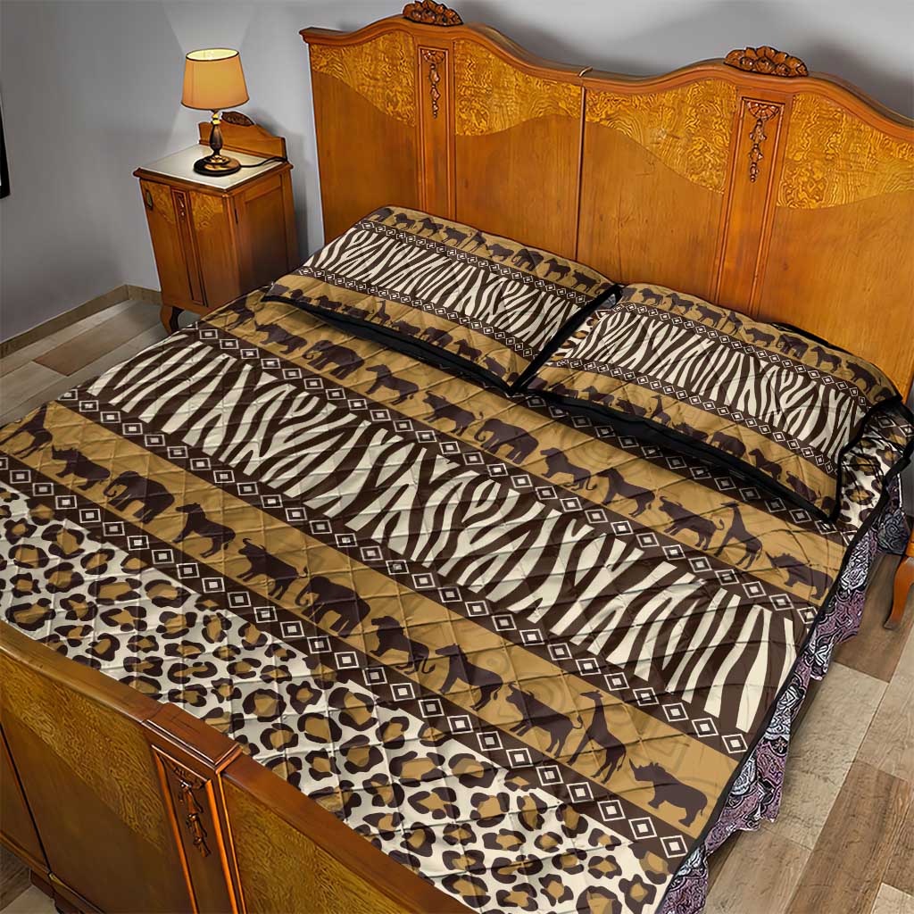 Leopards and Zebra Skins Quilt Bed Set Mix African Pattern LT15