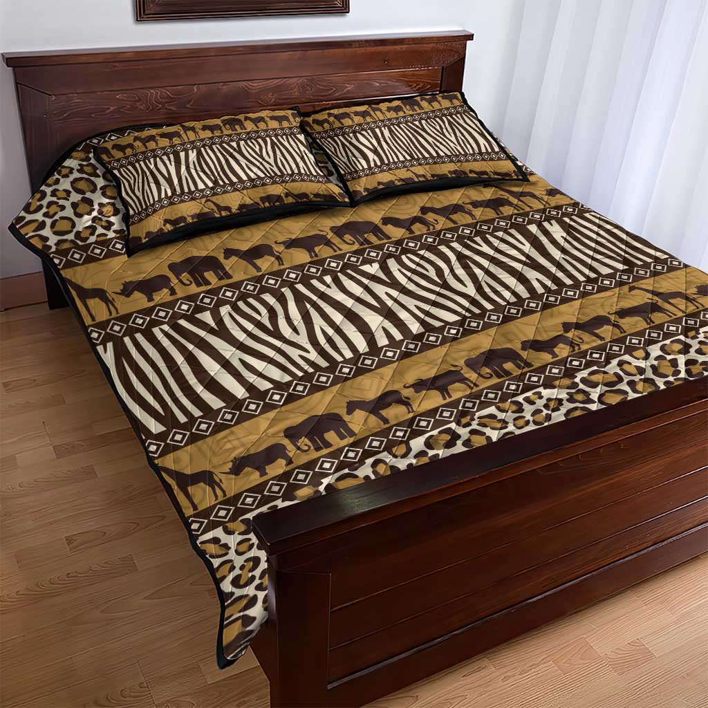 Leopards and Zebra Skins Quilt Bed Set Mix African Pattern LT15