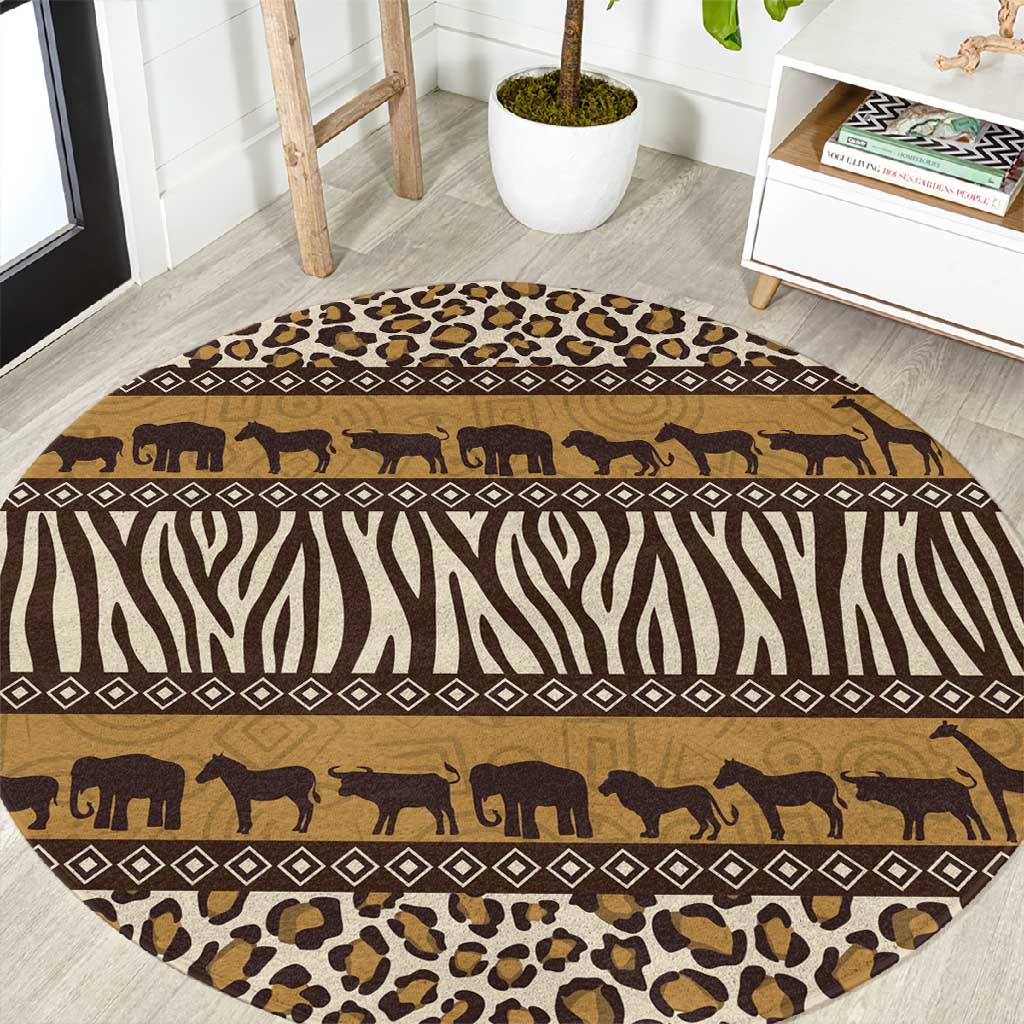 Leopards and Zebra Skins Round Carpet Mix African Pattern LT15