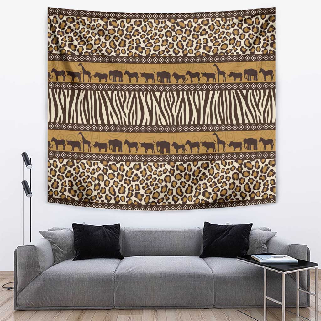 Leopards and Zebra Skins Tapestry Mix African Pattern LT15