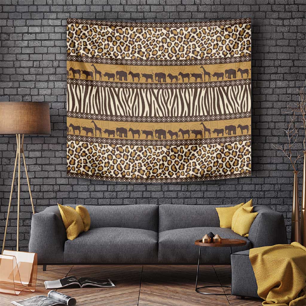 Leopards and Zebra Skins Tapestry Mix African Pattern LT15