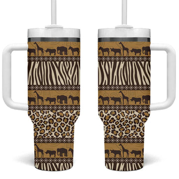 Leopards and Zebra Skins Tumbler With Handle Mix African Pattern LT15