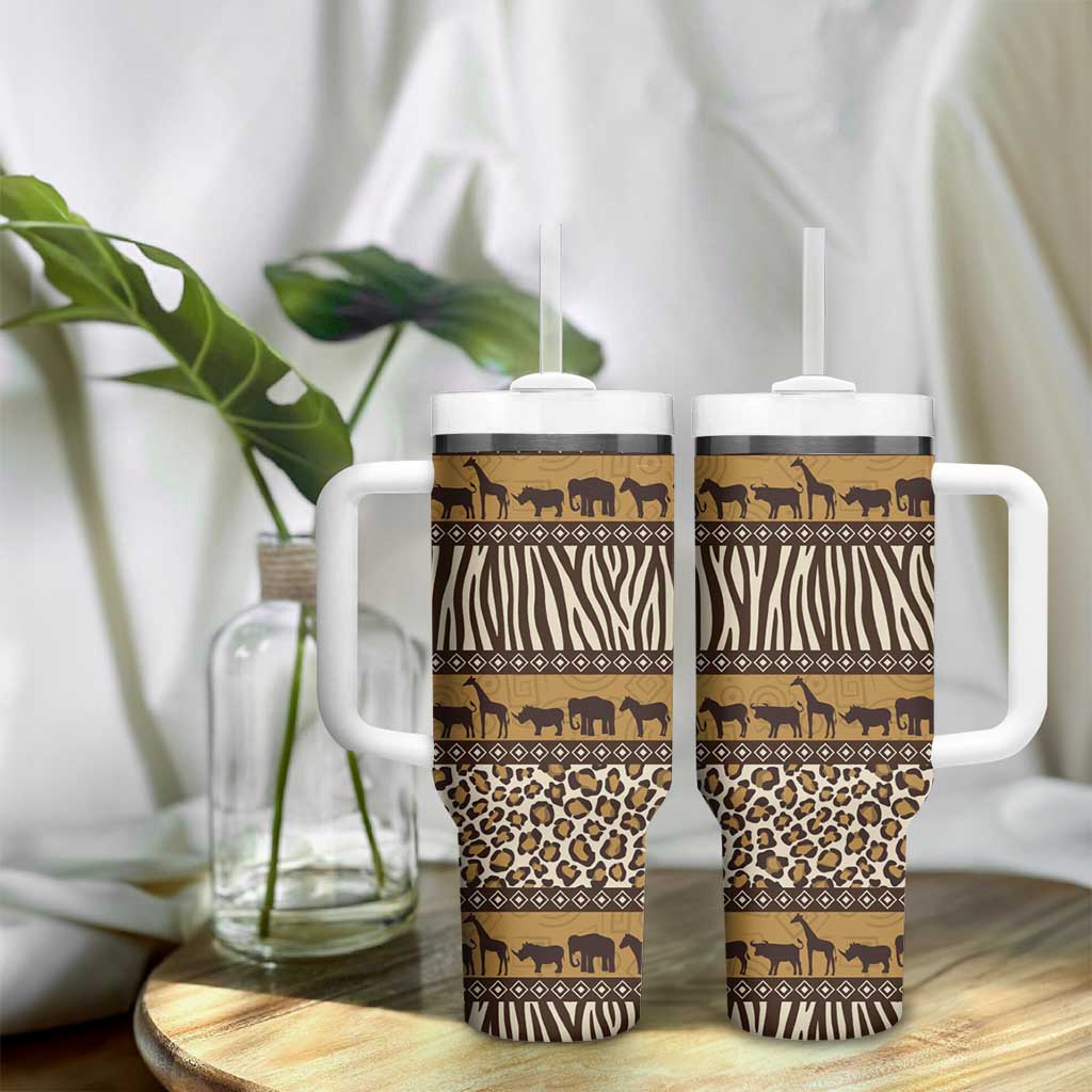 Leopards and Zebra Skins Tumbler With Handle Mix African Pattern LT15