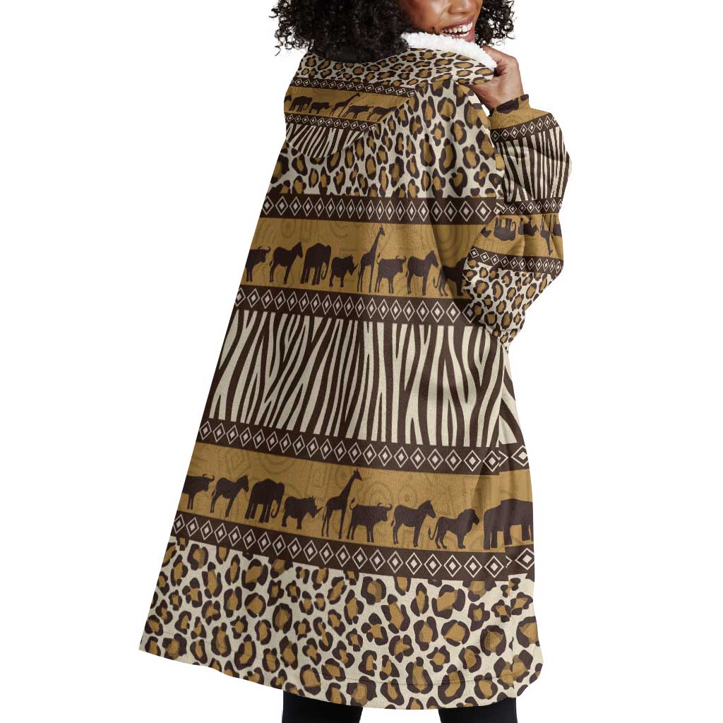 Leopards and Zebra Skins Wearable Blanket Hoodie Mix African Pattern LT15