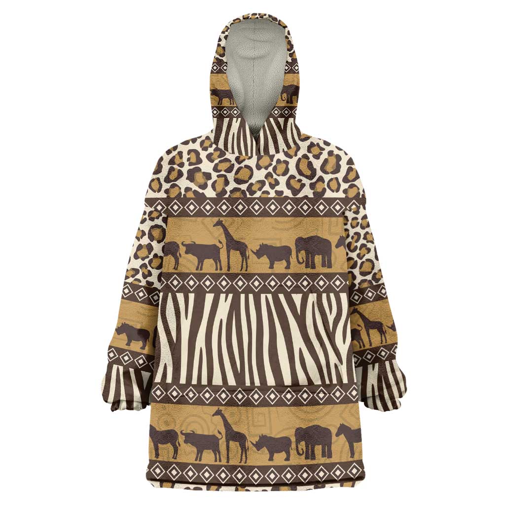 Leopards and Zebra Skins Wearable Blanket Hoodie Mix African Pattern LT15