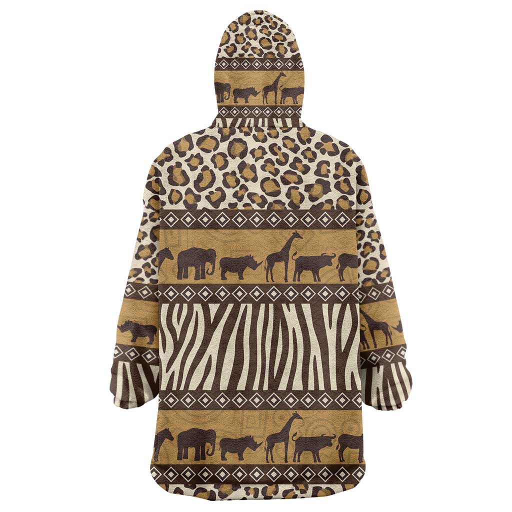 Leopards and Zebra Skins Wearable Blanket Hoodie Mix African Pattern LT15