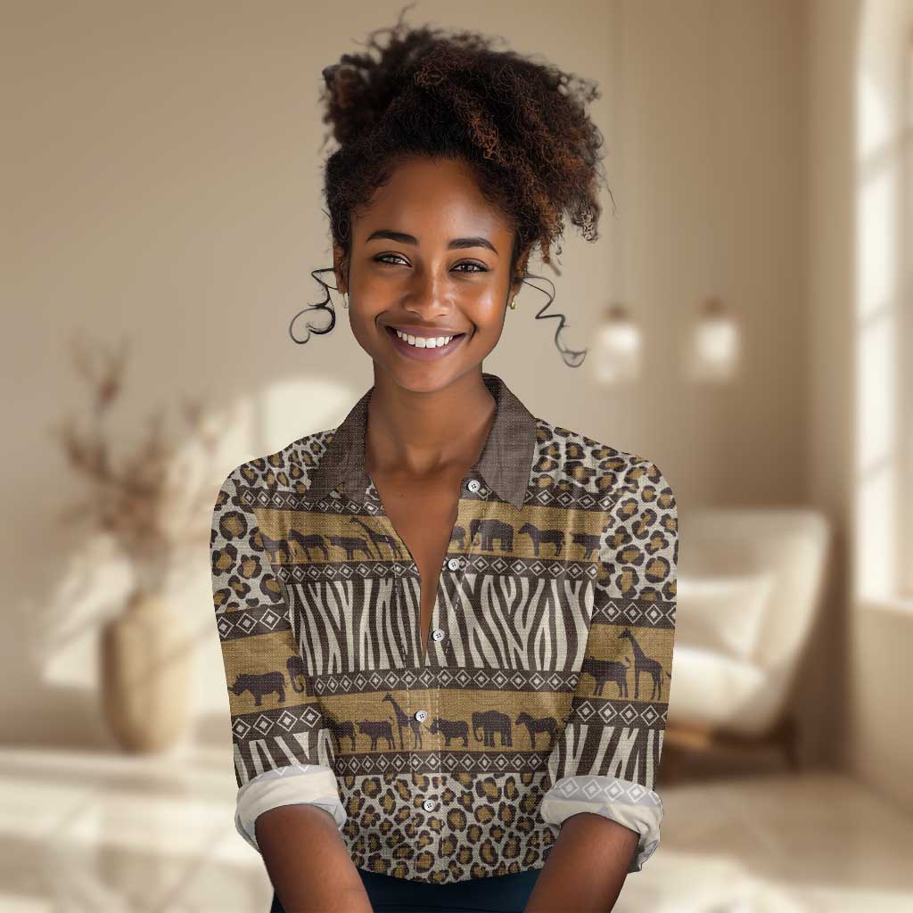 Leopards and Zebra Skins Women Casual Shirt Mix African Pattern LT15